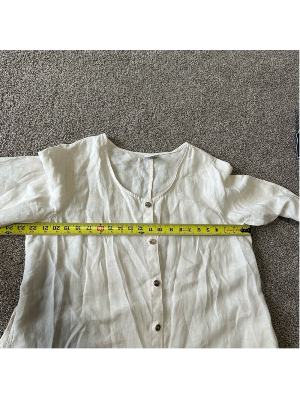 Click By Colour Me Cotton 100% Linen Button Down Tunic Top Beige XL Lagenlook - Picture 7 of 13